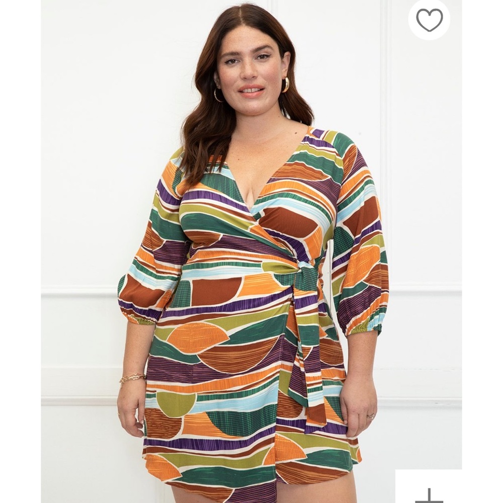 ELOQUII Elements Wrap Dress With Puff Sleeve